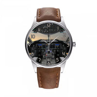 Thumbnail for Boeing 787 Cockpit Designed Fashion Leather Strap Watches