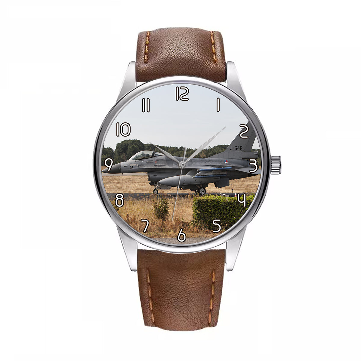 Fighter Jet 16 From Side Designed Fashion Leather Strap Watches