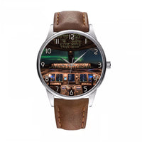 Thumbnail for Boeing 777 Cockpit Designed Fashion Leather Strap Watches