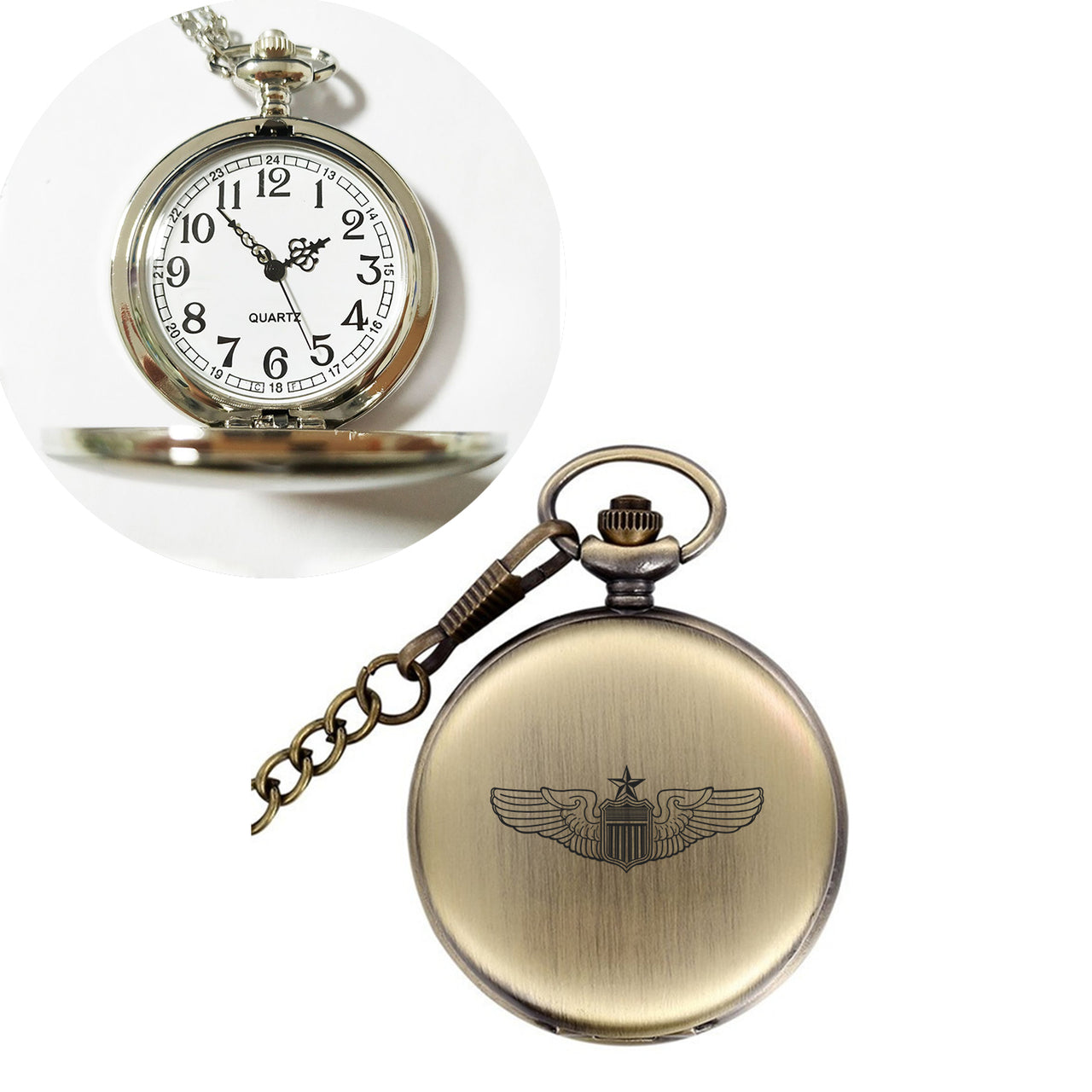 Custom Name (US Air Force & Star) Designed Pocket Watches