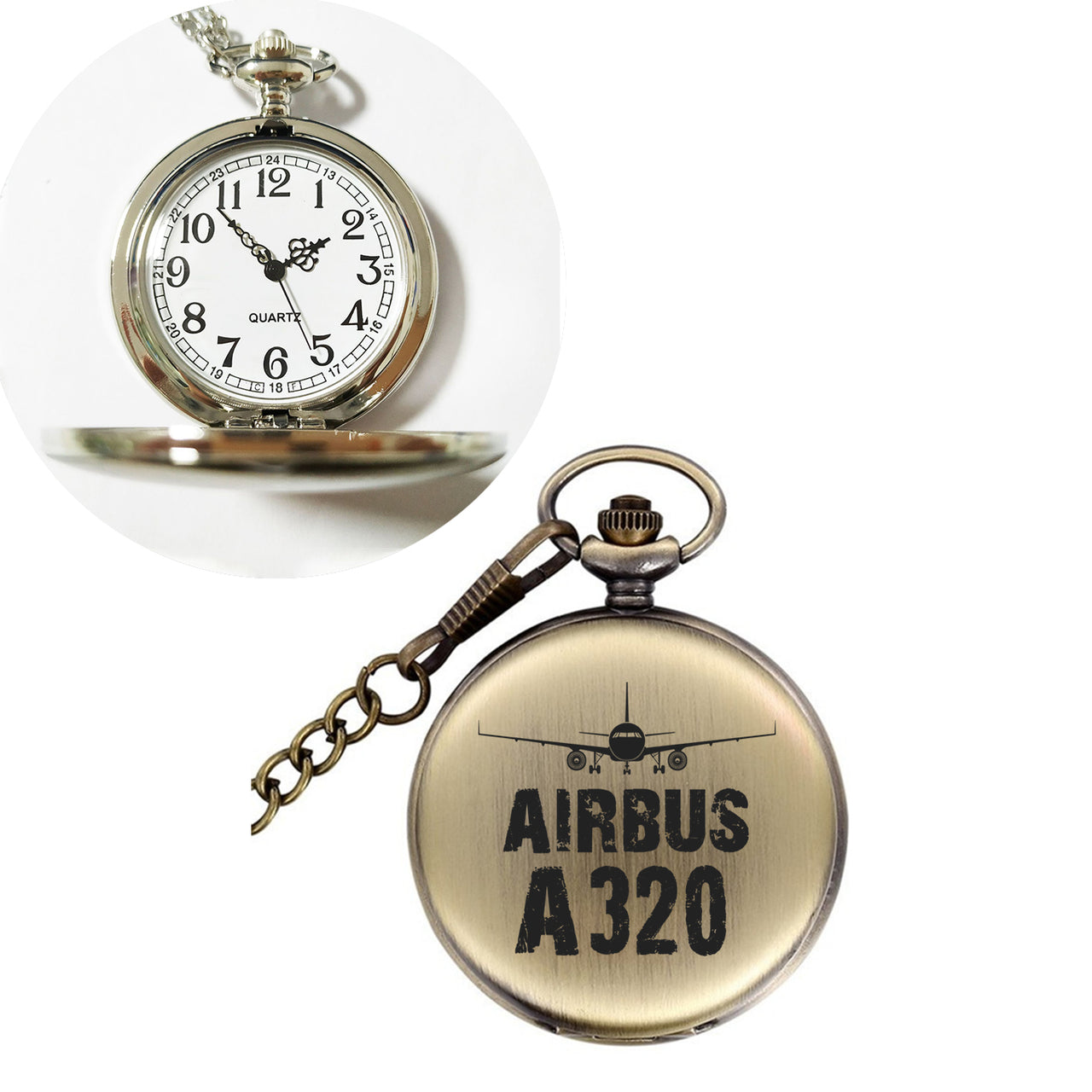 Airbus A320 & Plane Designed Pocket Watches