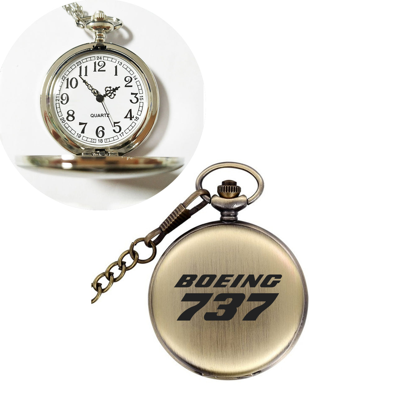 Boeing 737 & Text Designed Pocket Watches