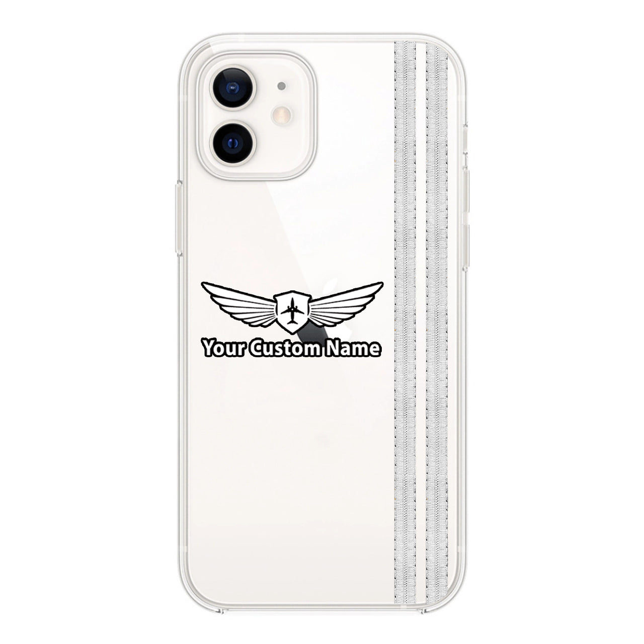 Custom Name + Special "SILVER" Epualettes (4,3,2 Lines) Designed Transparent Silicone iPhone Cases