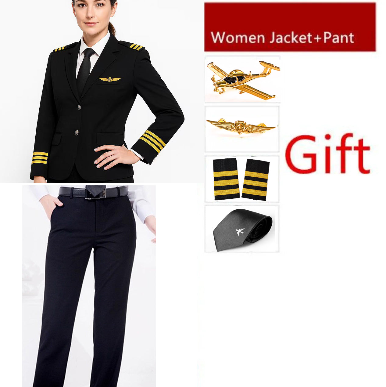 3 Lines "WOMEN" Airline Pilot Full Set