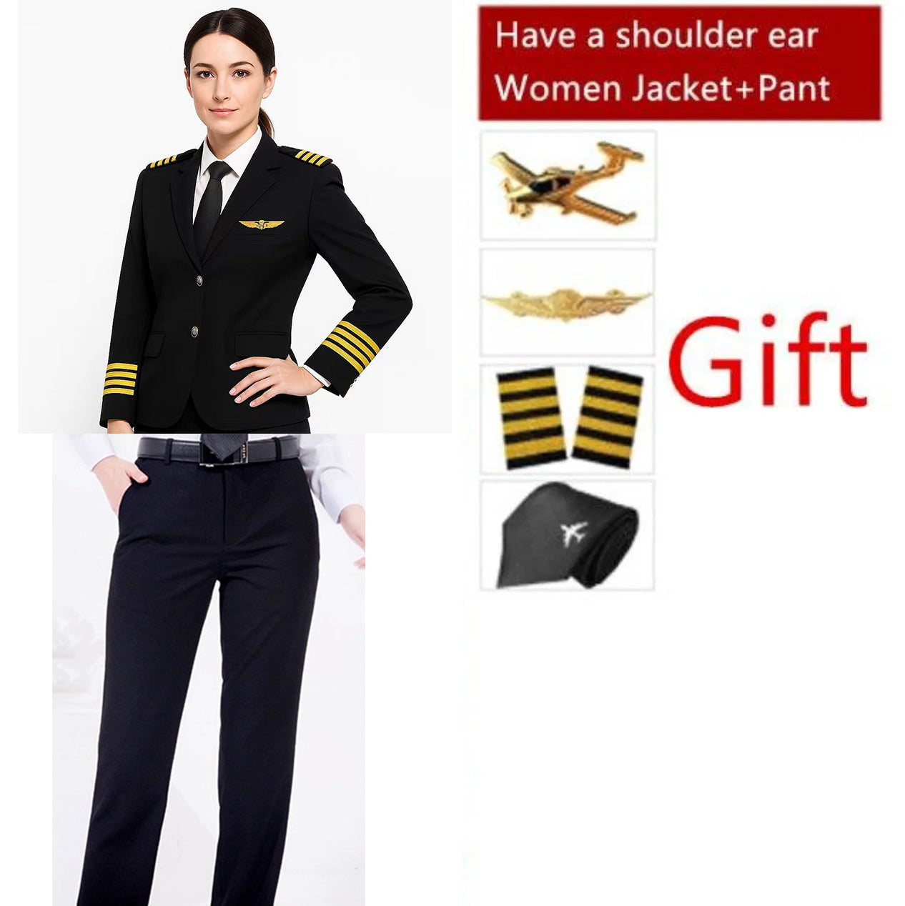 4 Lines "WOMEN" Airline Pilot Full Set