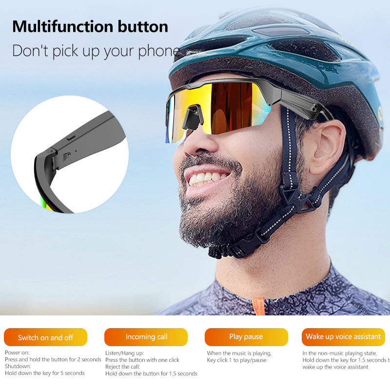 Outdoor Cycling Essential: YJ006 Bluetooth Glasses - Windproof Sunglasses with Audio Call Function