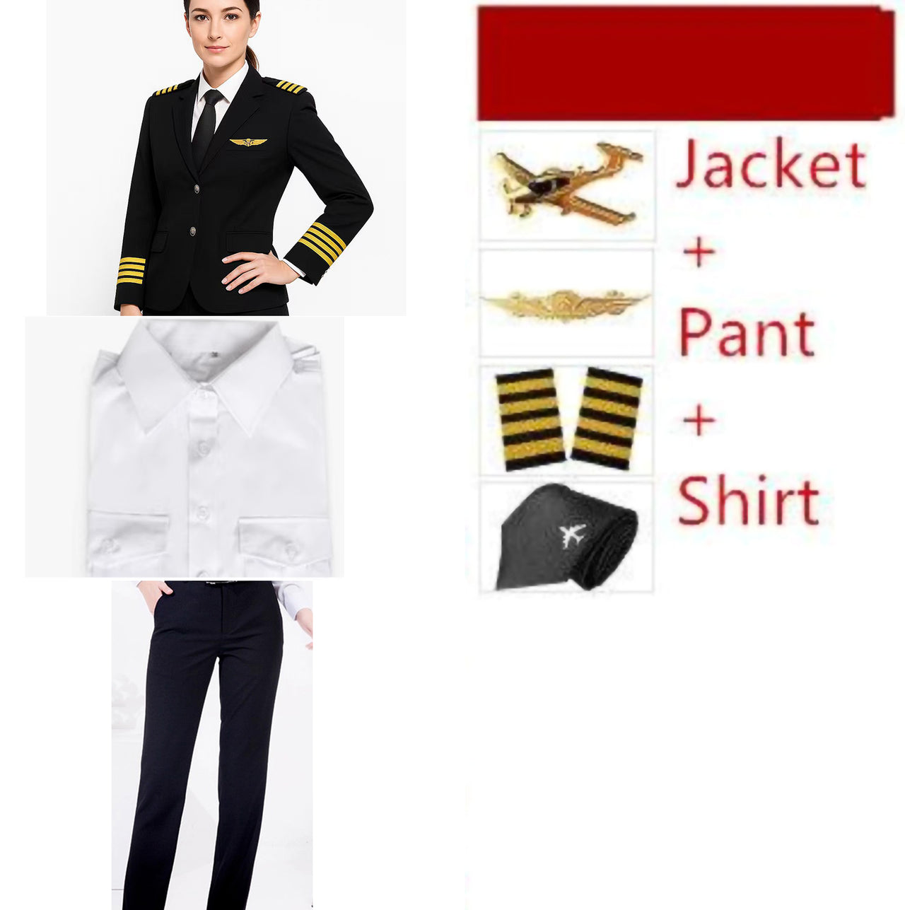 4 Lines "WOMEN" Airline Pilot Full Set