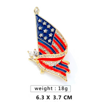 Thumbnail for Side view of USA National Flag Badge aviation brooch in polished alloy, polished finish.