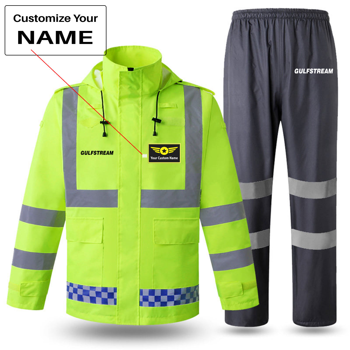 Gulfstream & Text Designed Reflective Waterproof Rainsuit Set