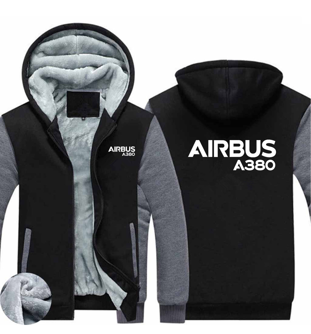 Airbus A380 & Text Designed Zipped Sweatshirts