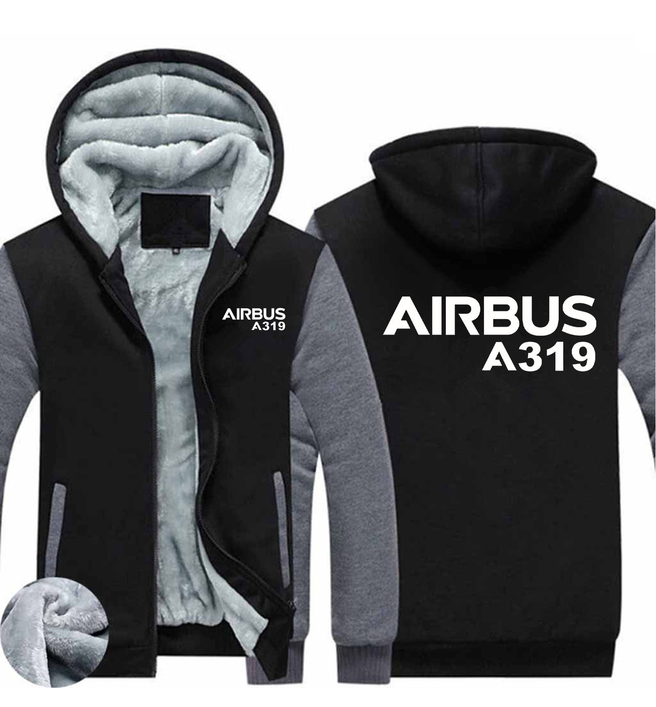 Airbus A319 & Text Designed Zipped Sweatshirts