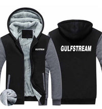 Thumbnail for Gulfstream & Text Designed Zipped Sweatshirts