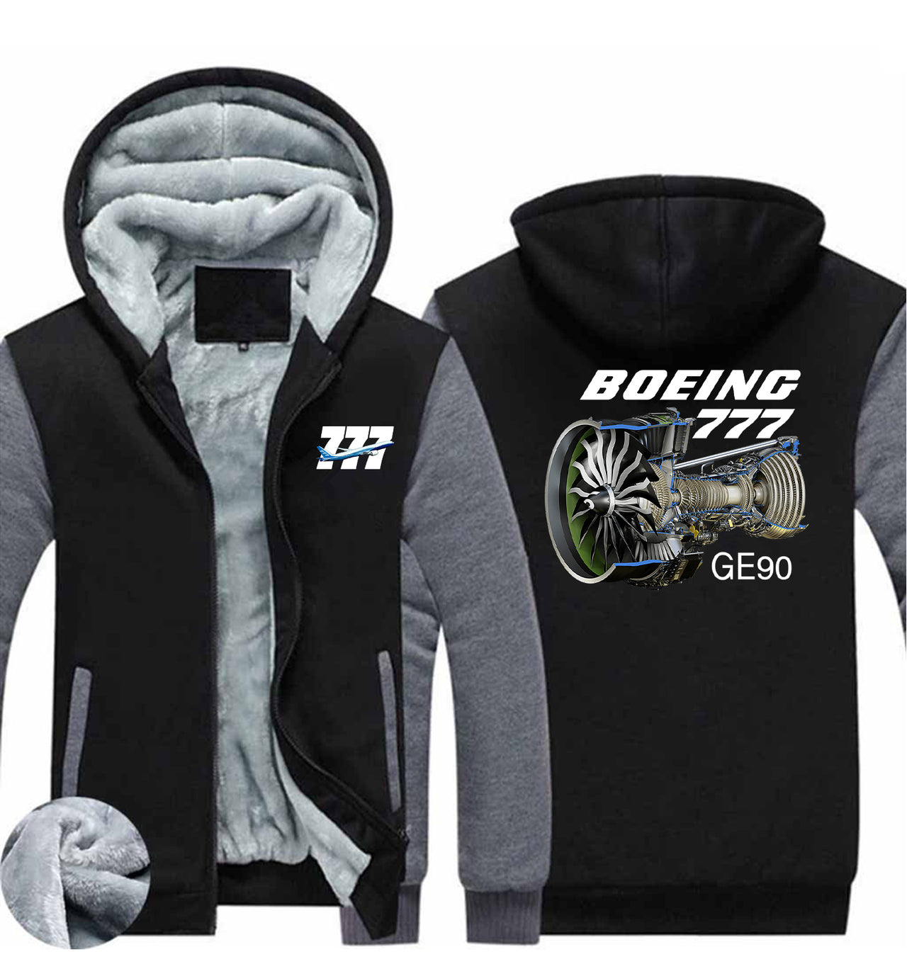 Boeing 777 & GE90 Engine Designed Zipped Sweatshirts