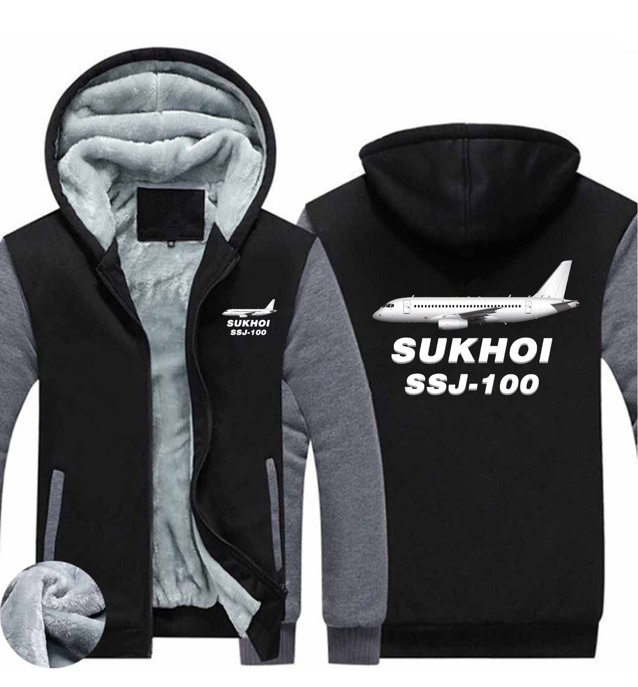 Sukhoi Superjet 100 Designed Zipped Sweatshirts