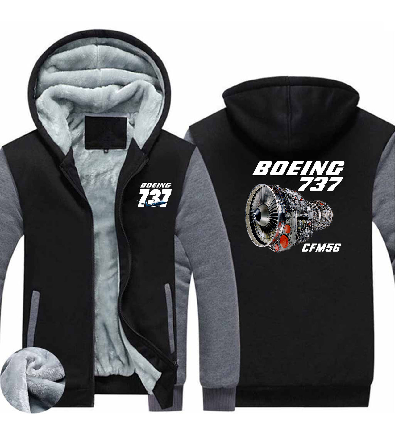 Boeing 737 Engine & CFM56 Designed Zipped Sweatshirts