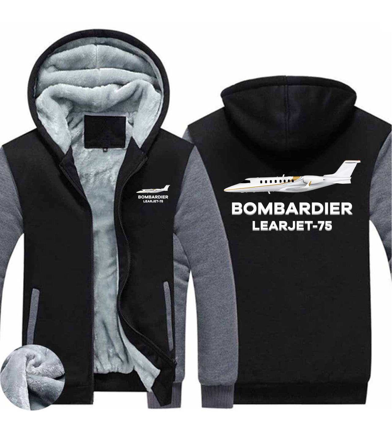 The Bombardier Learjet 75 Designed Zipped Sweatshirts