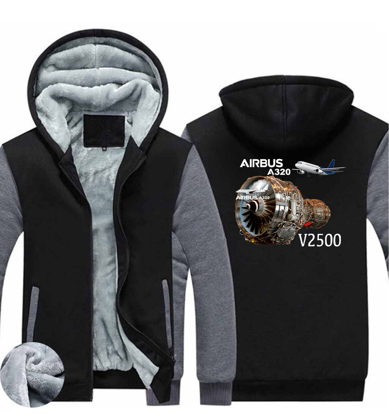 Airbus A320 & V2500 Engine Designed Zipped Sweatshirts
