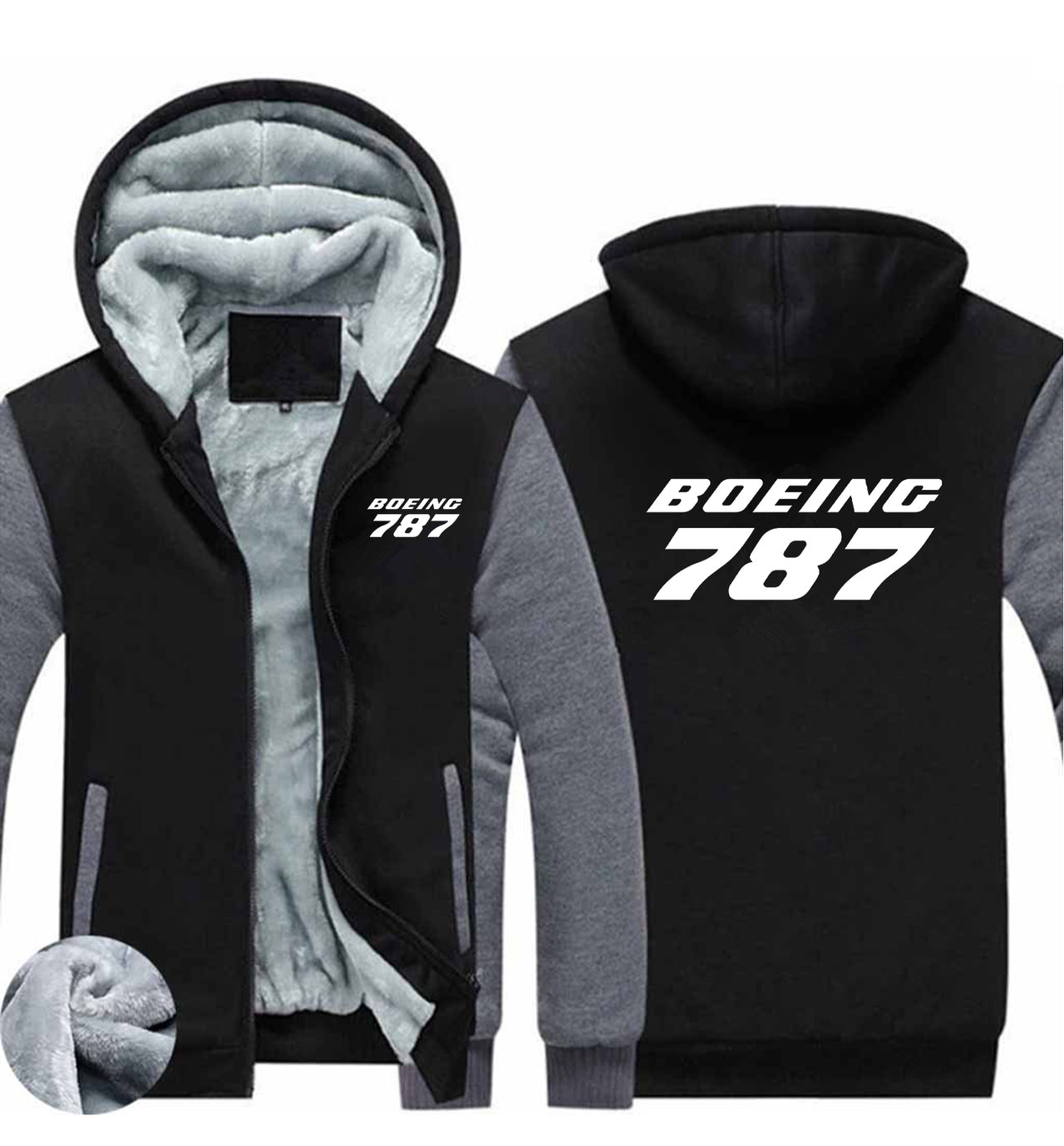 Boeing 787 & Text Designed Zipped Sweatshirts