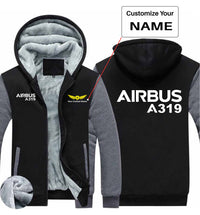 Thumbnail for Airbus A319 & Text Designed Zipped Sweatshirts