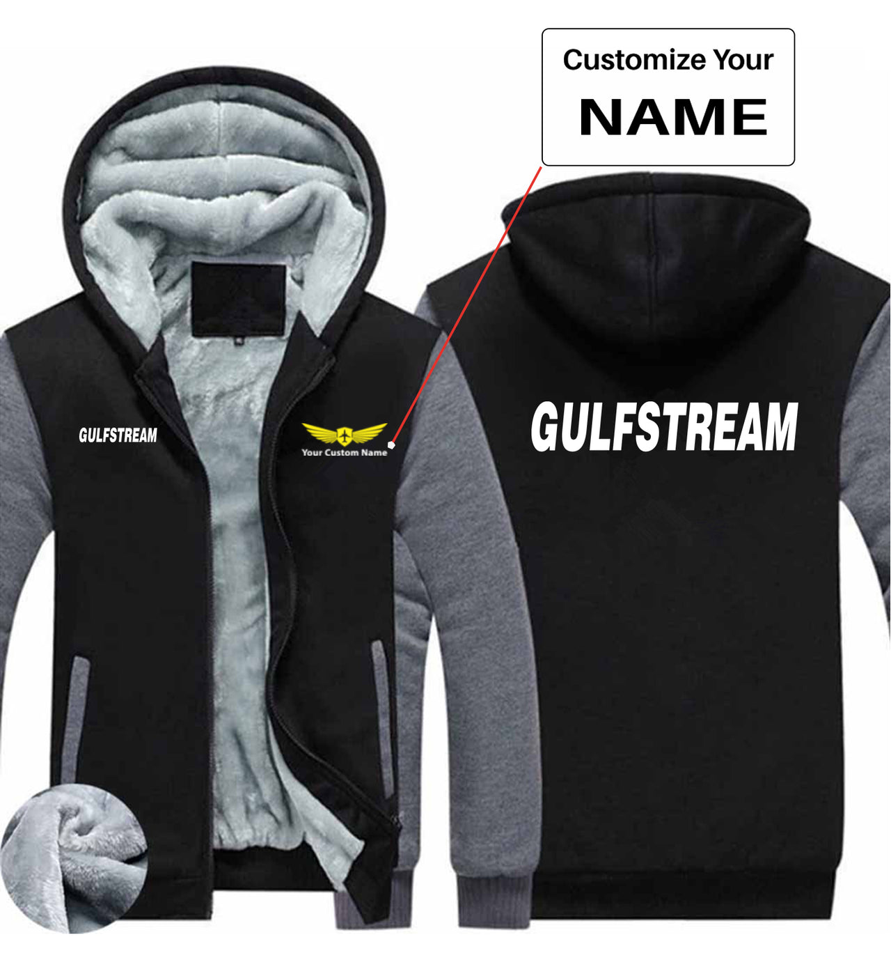 Gulfstream & Text Designed Zipped Sweatshirts