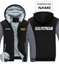 Thumbnail for Gulfstream & Text Designed Zipped Sweatshirts