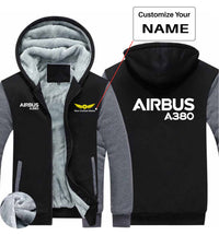 Thumbnail for Airbus A380 & Text Designed Zipped Sweatshirts