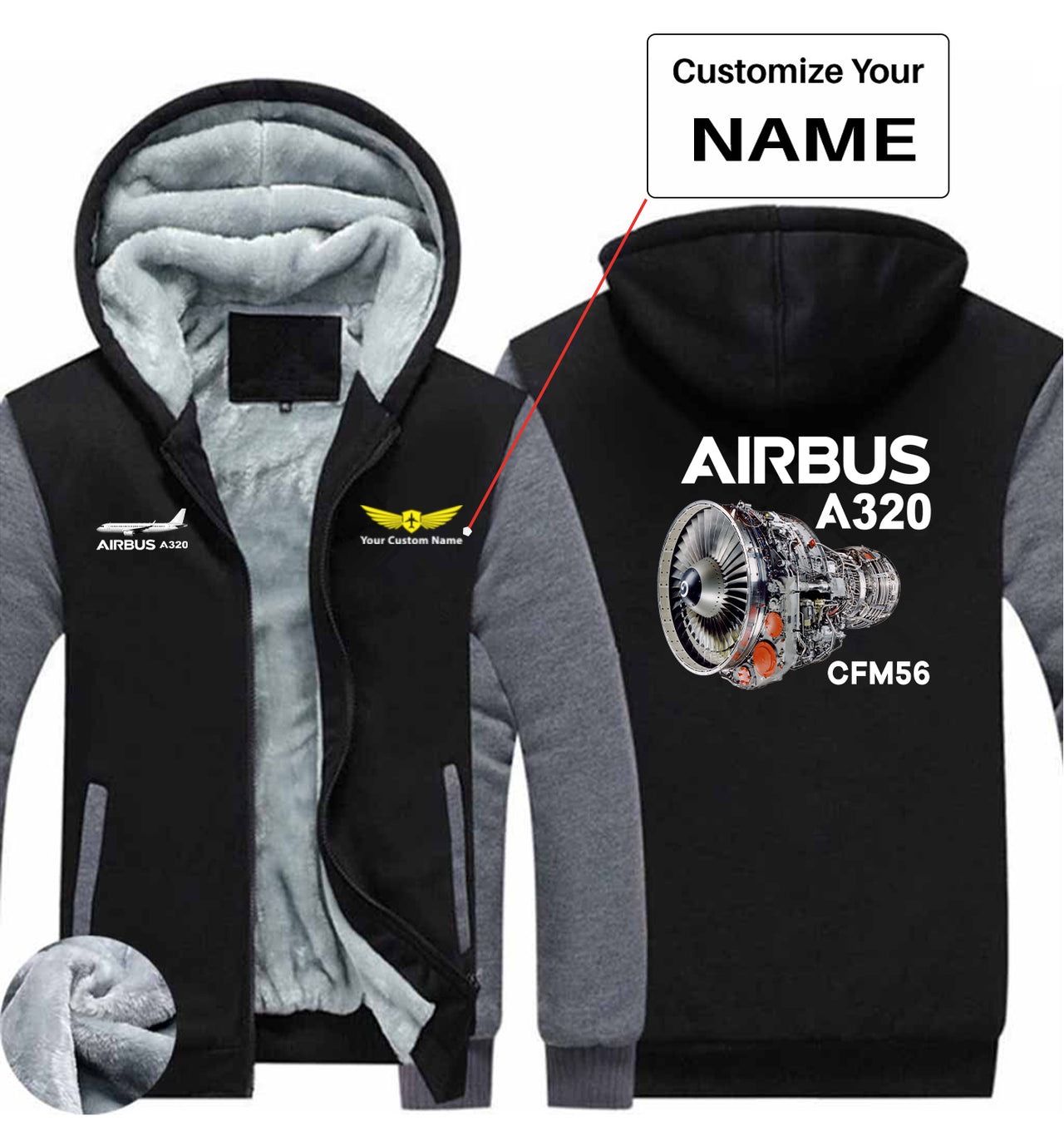Airbus A320 & CFM56 Engine Designed Zipped Sweatshirts