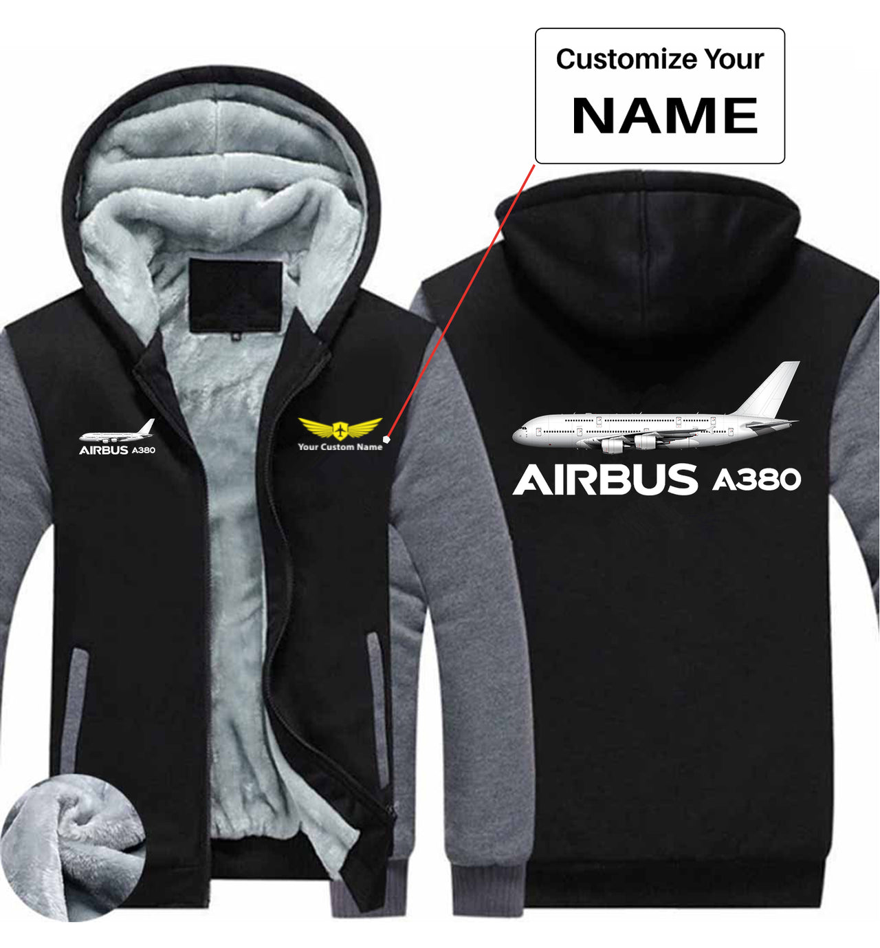 The Airbus A380 Designed Zipped Sweatshirts