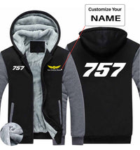Thumbnail for 757 Flat Text Designed Zipped Sweatshirts