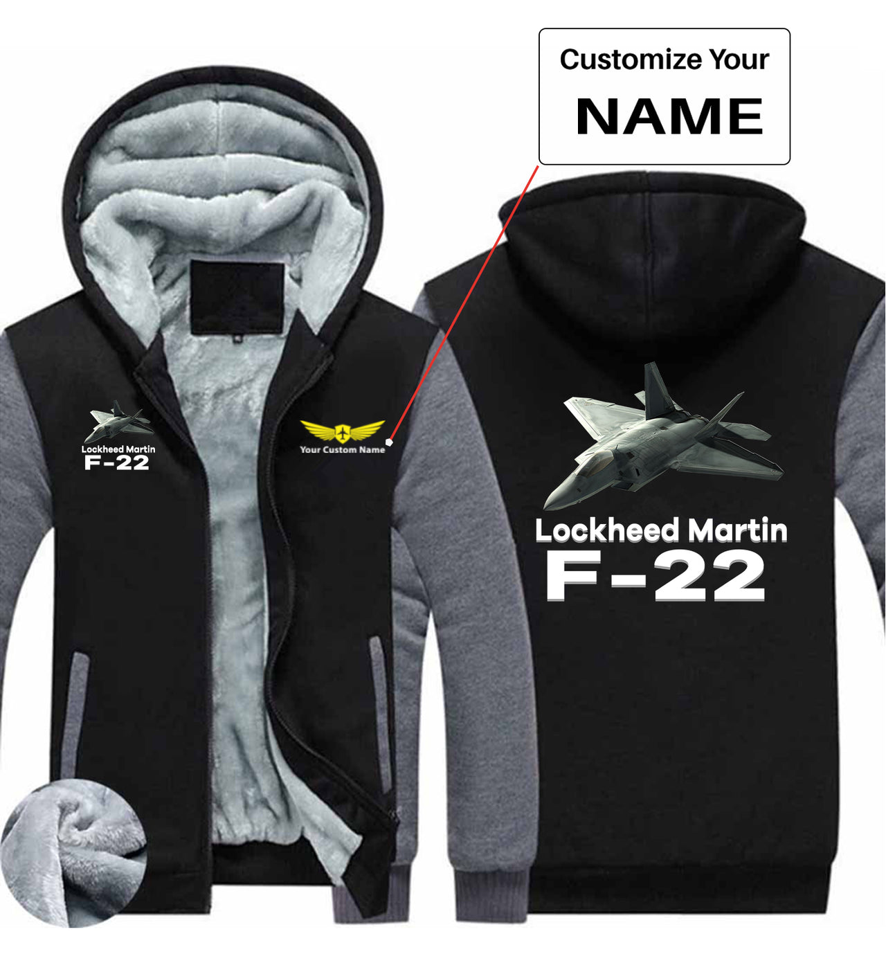 The Lockheed Martin F22 Designed Zipped Sweatshirts