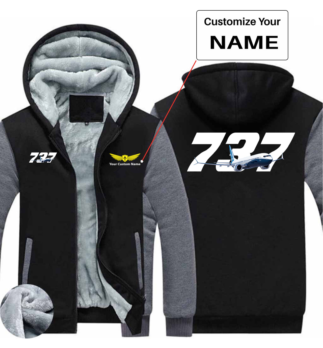 Super Boeing 737 Designed Zipped Sweatshirts