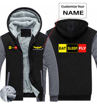 Thumbnail for Eat Sleep Fly (Colourful) Designed Zipped Sweatshirts