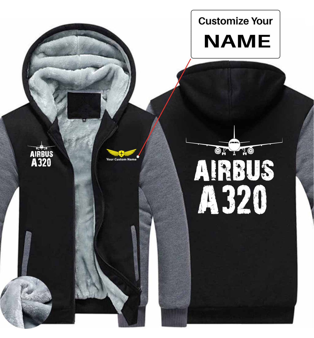 Airbus A320 & Plane Designed Zipped Sweatshirts