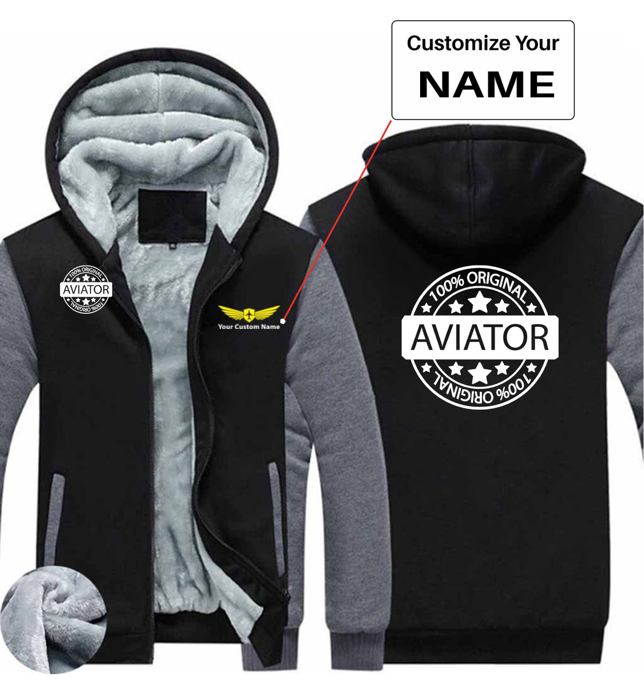 %100 Original Aviator Designed Zipped Sweatshirts