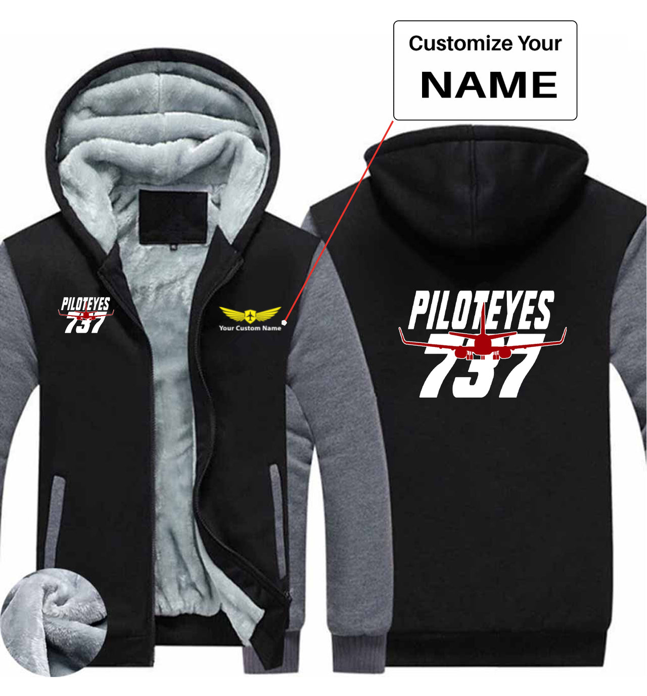 Amazing Piloteyes737 Designed Zipped Sweatshirts
