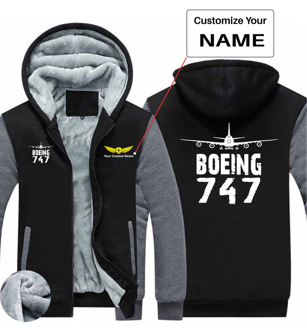 Boeing 747 & Plane Designed Zipped Sweatshirts