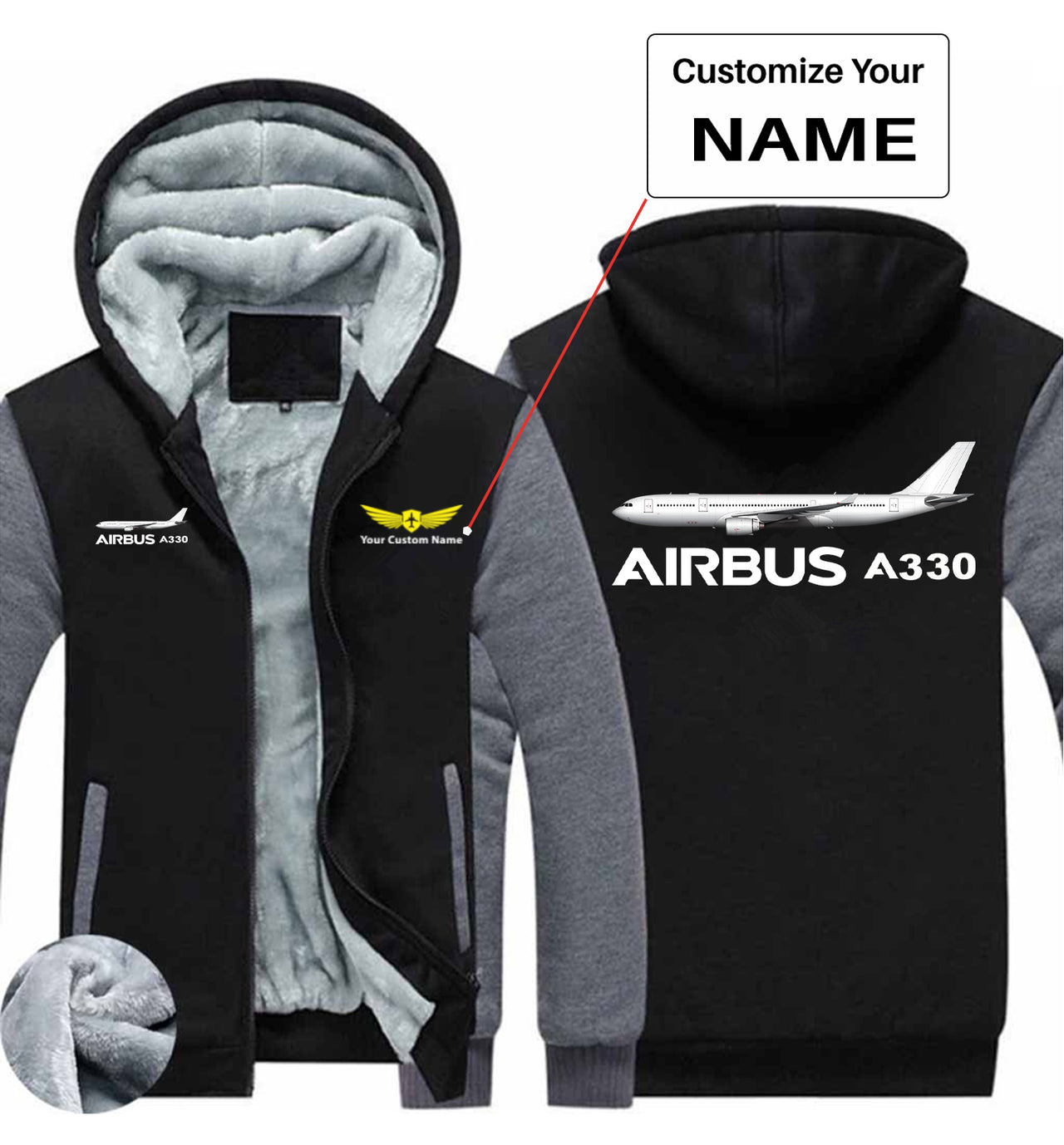 The Airbus A330 Designed Zipped Sweatshirts