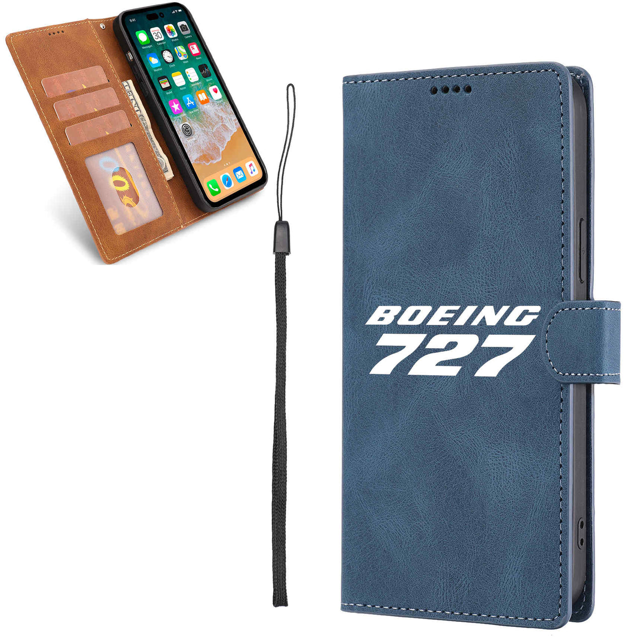 Boeing 727 & Text Designed Leather Samsung S & Note Cases