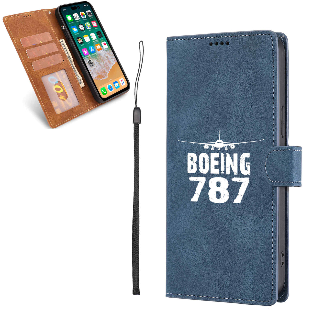 Boeing 787 & Plane Designed Leather Samsung S & Note Cases