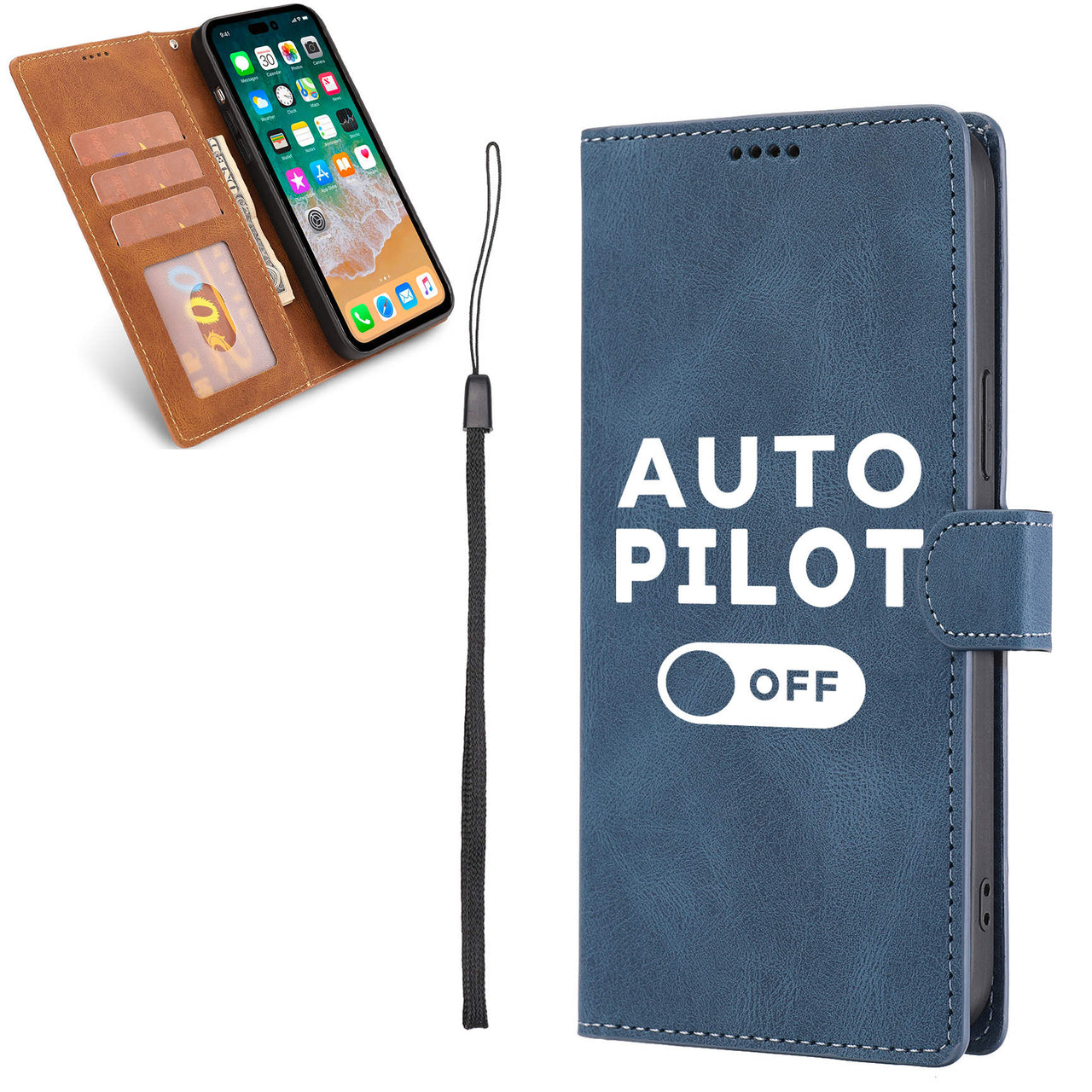 Auto Pilot Off Designed Leather iPhone Cases