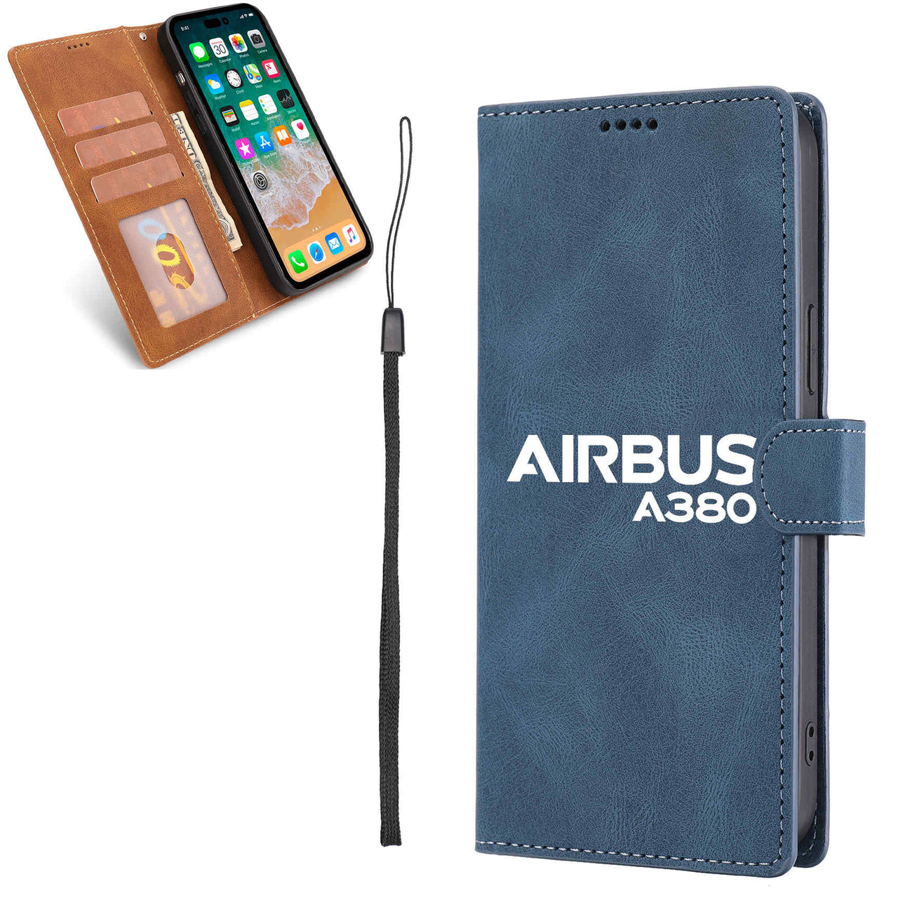 Airbus A380 & Text Designed Leather Samsung S & Note Cases
