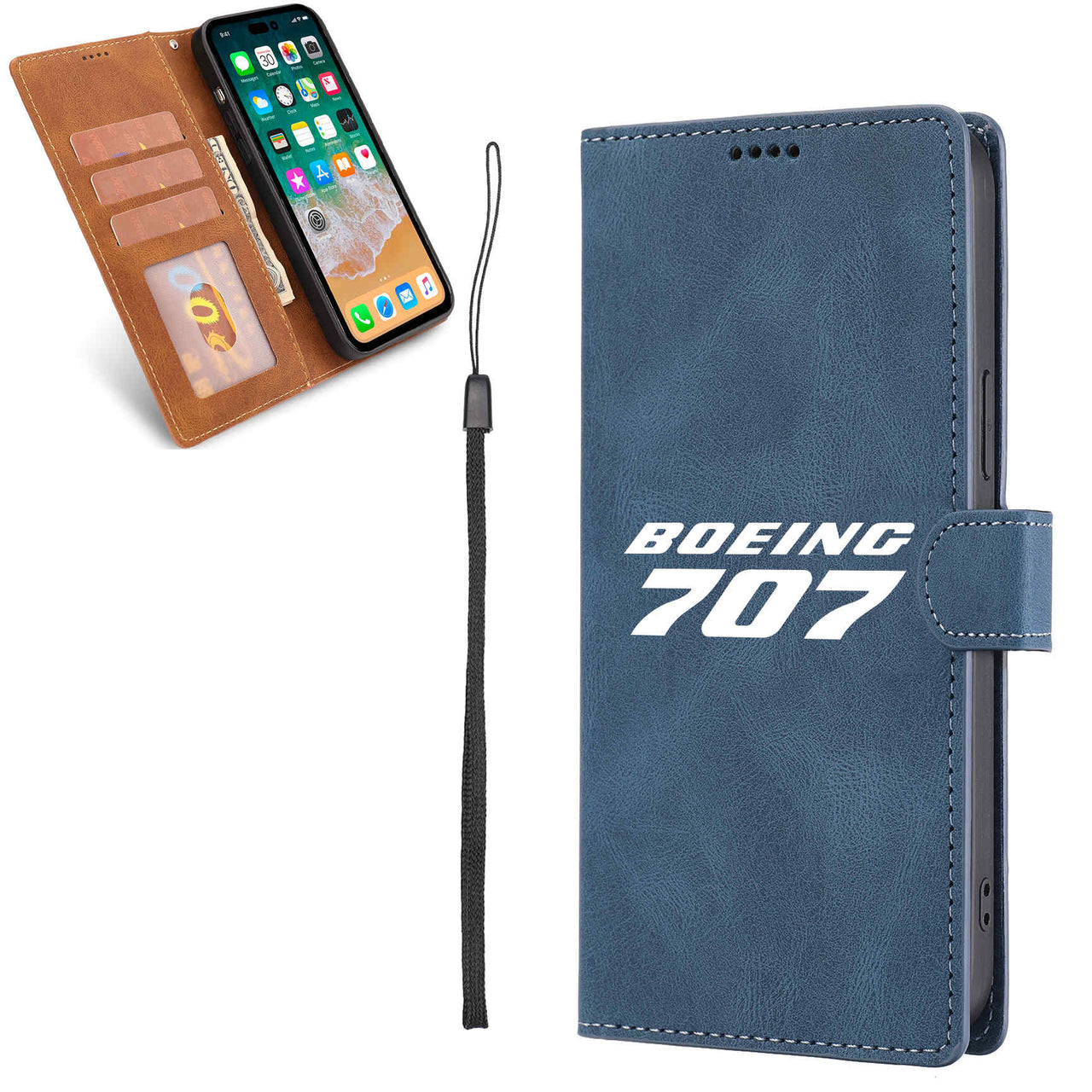 Boeing 707 & Text Designed Leather Samsung S & Note Cases