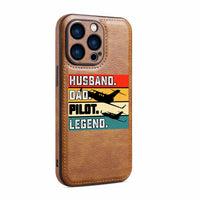 Thumbnail for Husband & Dad & Pilot & Legend Designed Leather iPhone Cases