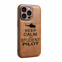 Thumbnail for Student Pilot (Helicopter) Designed Leather iPhone Cases