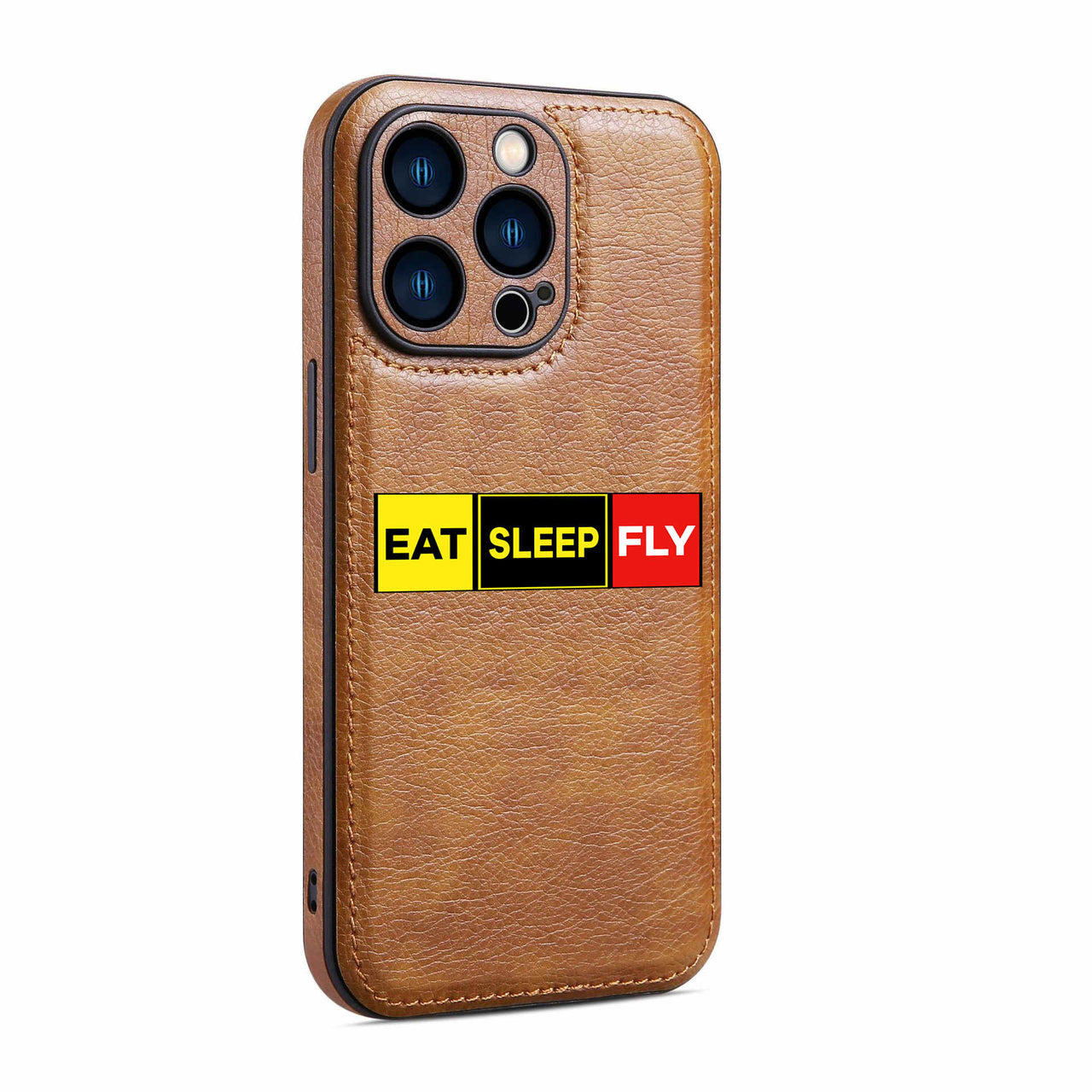 Eat Sleep Fly (Colourful) Designed Leather iPhone Cases