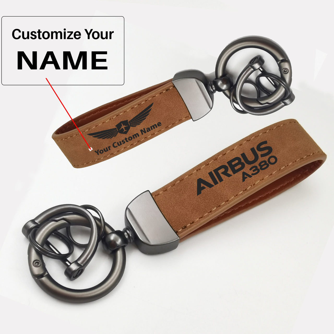 Airbus A380 & Text Designed Horseshoe Buckle Key Chains