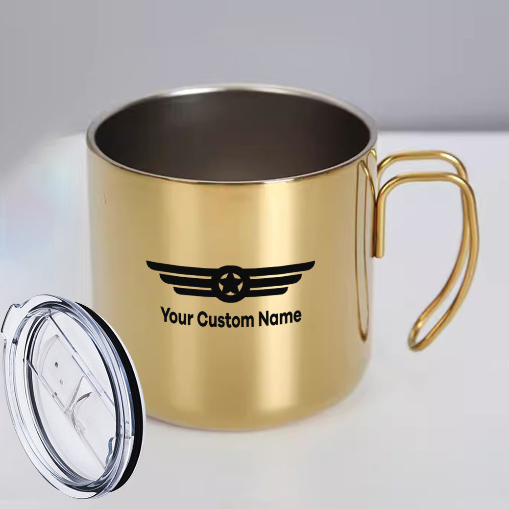 Custom Name (Badge 6) Designed Stainless Steel Portable Mugs