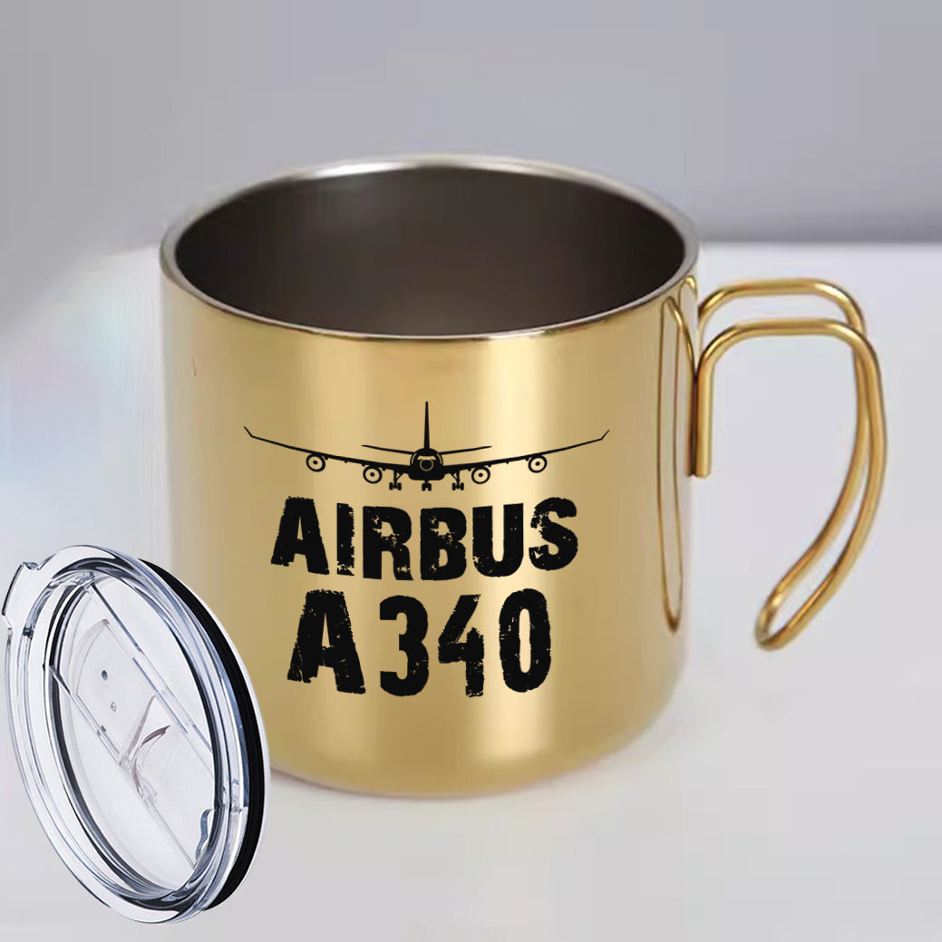 Airbus A340 & Plane Designed Stainless Steel Portable Mugs