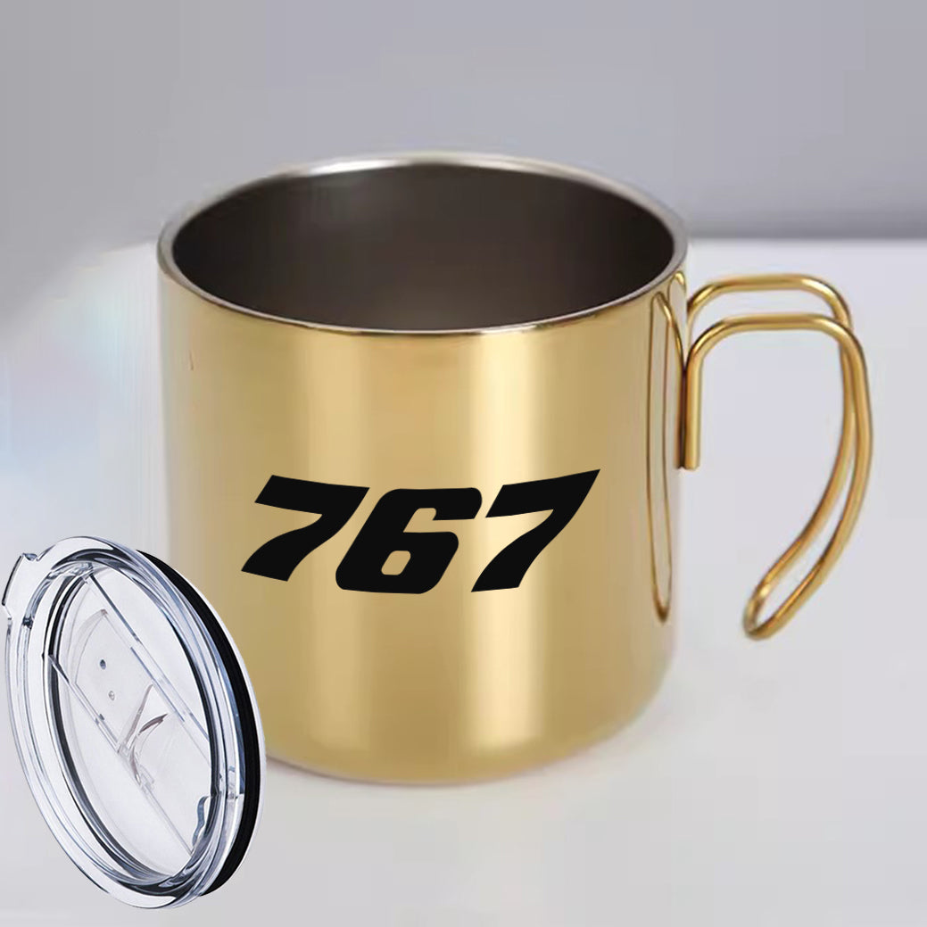 767 Flat Text Designed Stainless Steel Portable Mugs