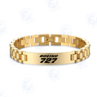 Thumbnail for Boeing 727 & Text Designed Stainless Steel Chain Bracelets